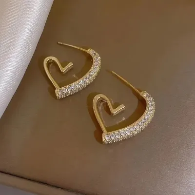 Crystal Heart Hoop Korean Fashion Earrings
